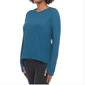 Danskin Active Top Ribbed Women's Large   Blue Long Sleeved Crewneck Tee